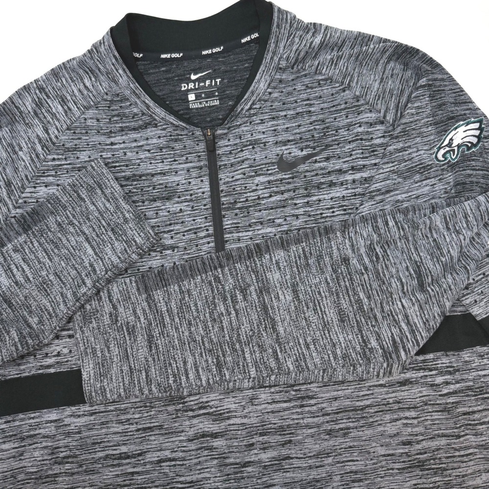 Nike Golf Philadelphia Eagles Dri-FIT Quarter Zip Pullover Gray Black Mens Large